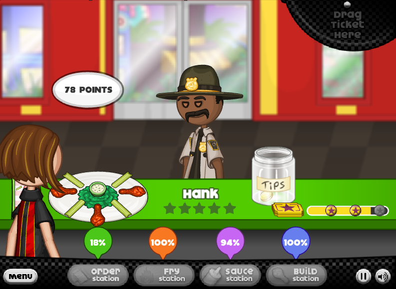 Papa's Wingeria Perfect 100% Rank Score Example