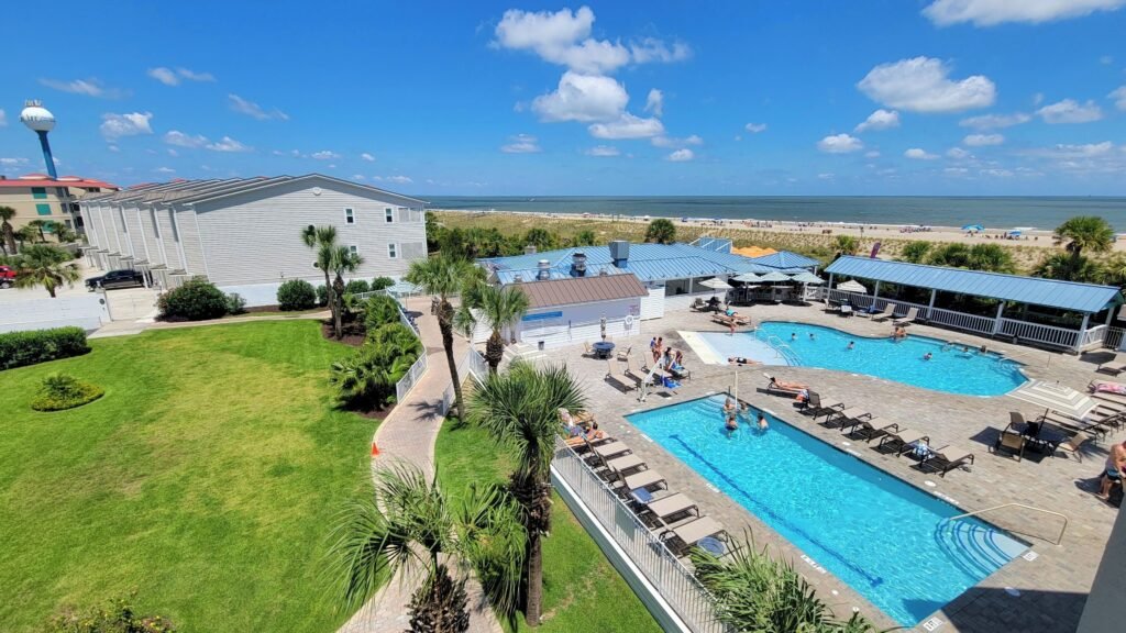 Aerial view tybee island beach