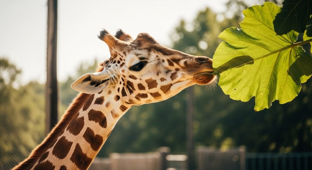 Giraffe feeding Atlanta zoo