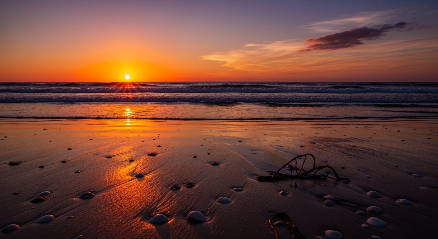 Tybee Island Beach at sundown